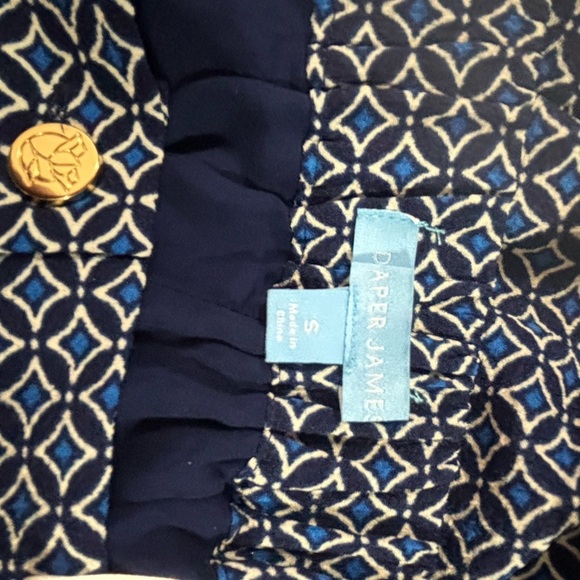 Draper James Navy & White Geometric Button Front Pull On A-Line Midi Skirt S - Picture 9 of 10